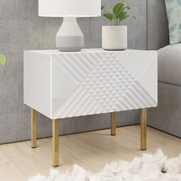 Приліжкова тумбочка EXITO 46x50 см білий/золотий