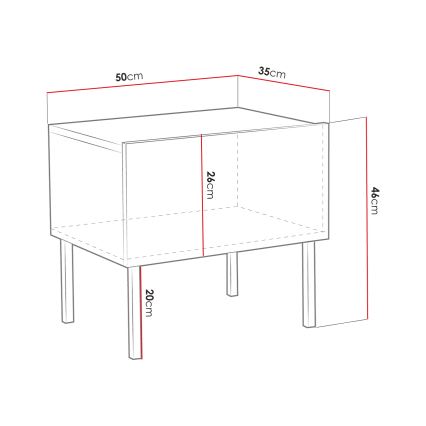 Приліжкова тумбочка EXITO 46x50 см білий/золотий