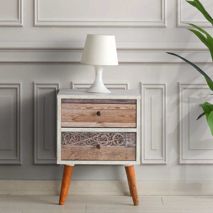 Приліжкова тумбочка MALMO 55x40 см білий/коричневий