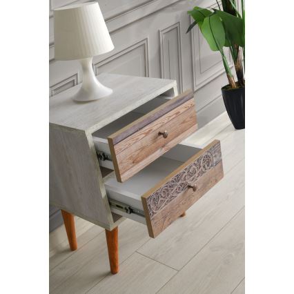Приліжкова тумбочка MALMO 55x40 см білий/коричневий