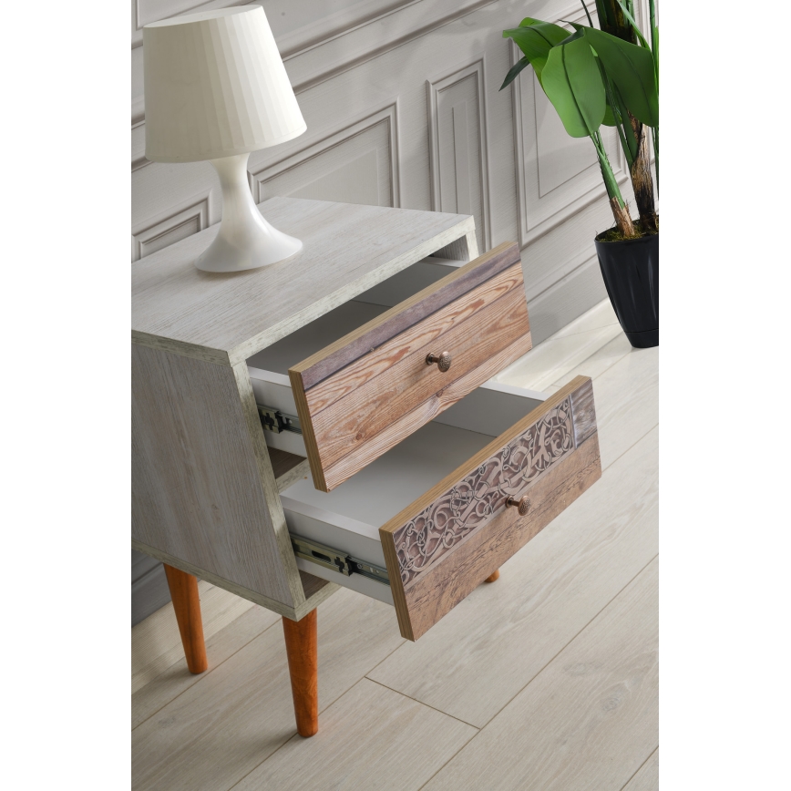 Приліжкова тумбочка MALMO 55x40 см білий/коричневий