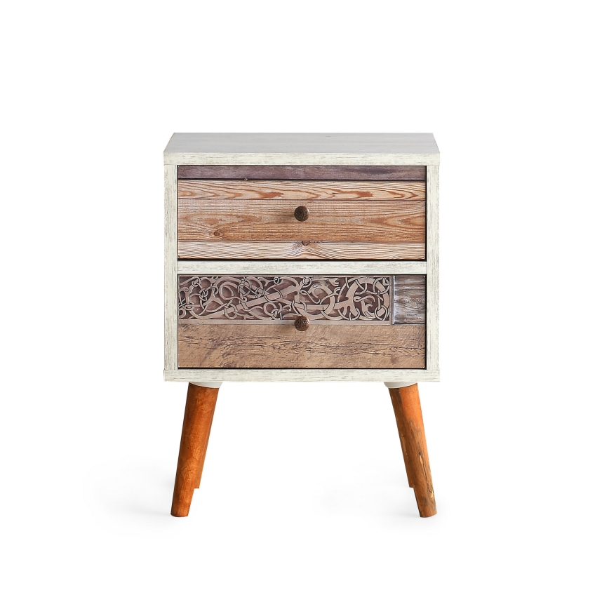 Приліжкова тумбочка MALMO 55x40 см білий/коричневий