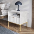 Приліжкова тумбочка NOVA 56x54 см білий/золотистий
