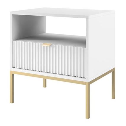 Приліжкова тумбочка NOVA 56x54 см білий/золотистий