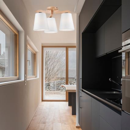 Припотолочная люстра ANDREA 3xE27/60W/230V дуб/белая