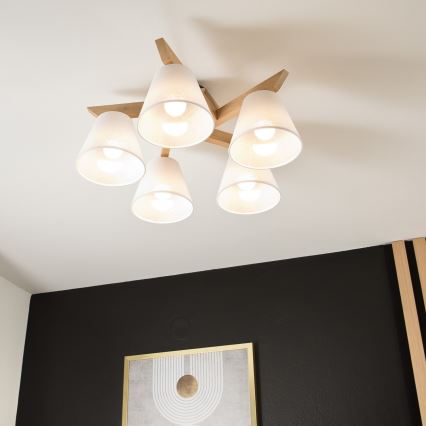 Припотолочная люстра ANTONIO 5xE14/40W/230V дуб