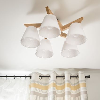 Припотолочная люстра ANTONIO 5xE14/40W/230V дуб