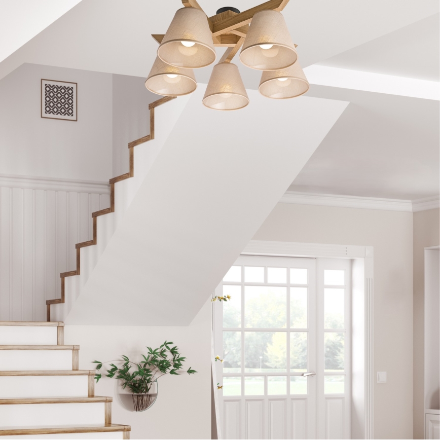 Припотолочная люстра ANTONIO 5xE14/40W/230V дуб