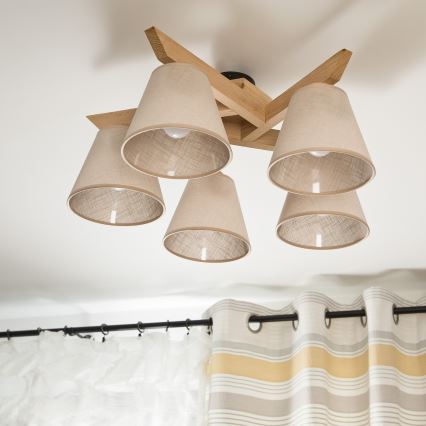 Припотолочная люстра ANTONIO 5xE14/40W/230V дуб