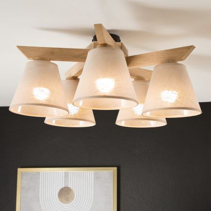 Припотолочная люстра ANTONIO 5xE14/40W/230V дуб