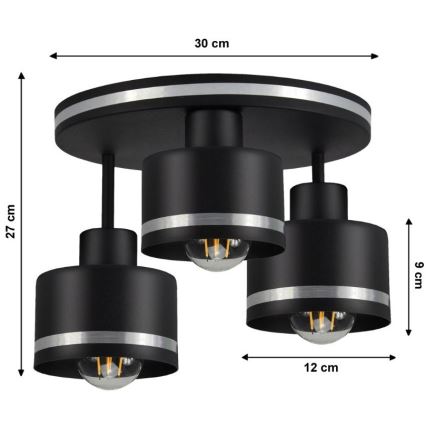 Припотолочная люстра BODO SILVER 3xE27/60W/230V