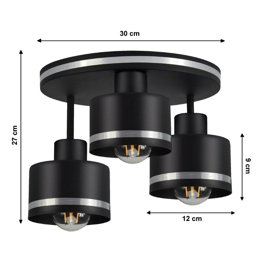 Припотолочная люстра BODO SILVER 3xE27/60W/230V