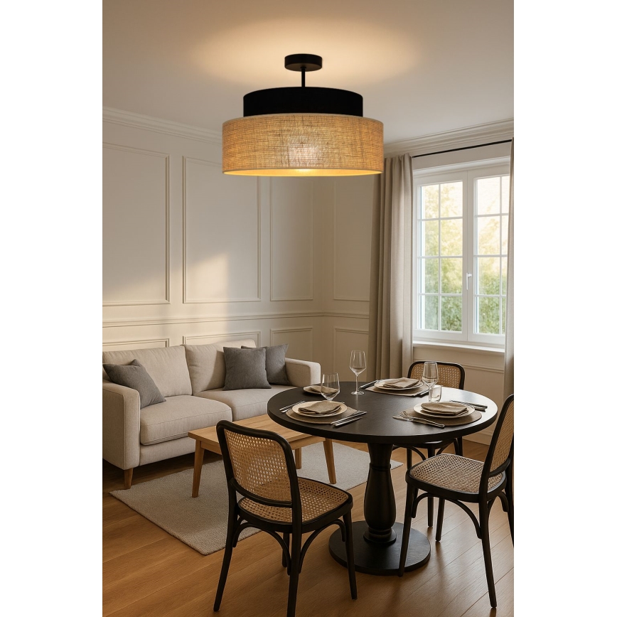 Припотолочная люстра BOHO 1xE27/60W/230V диаметр 40 см черный/бежевый