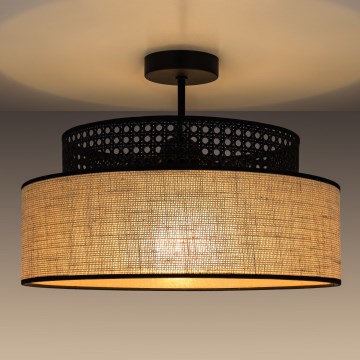 Припотолочная люстра BOHO 1xE27/60W/230V диаметр 40 см черный/ротанг