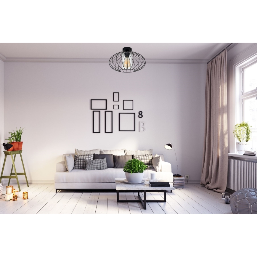 Припотолочная люстра CORRINI 1xE27/60W/230V диаметр 34 см черный/прозрачный
