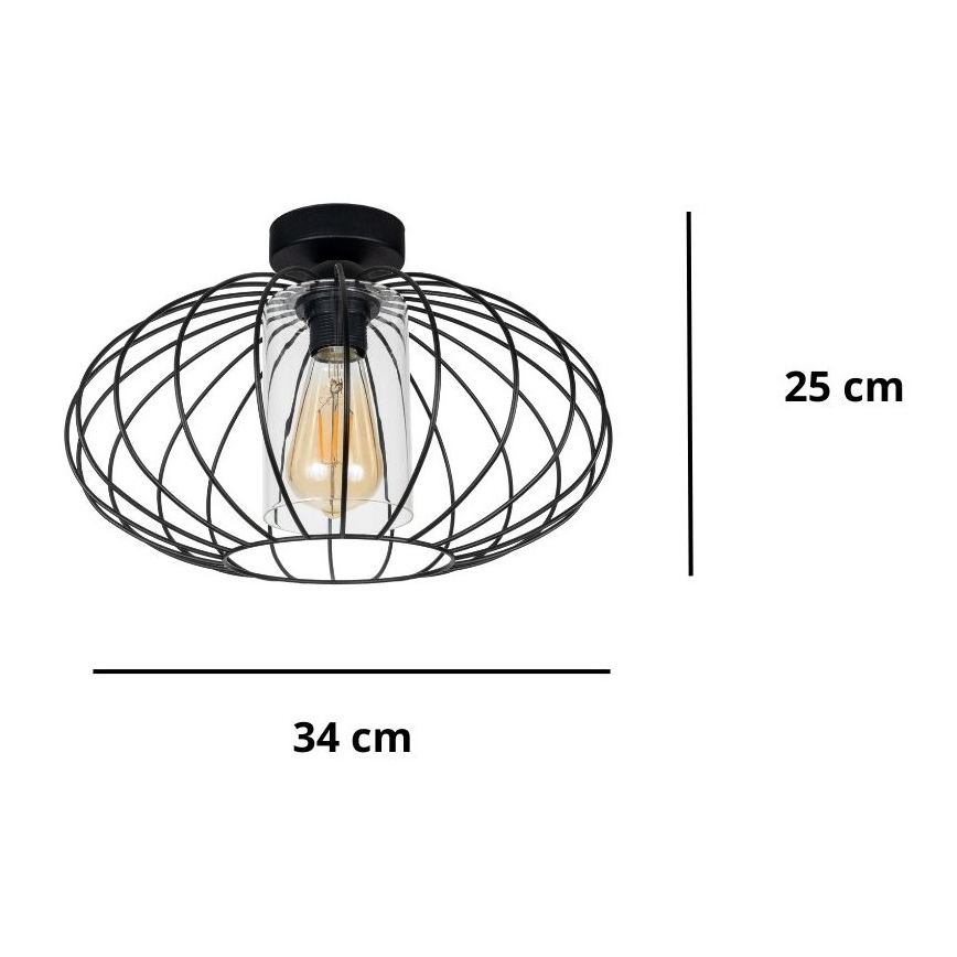 Припотолочная люстра CORRINI 1xE27/60W/230V диаметр 34 см черный/прозрачный