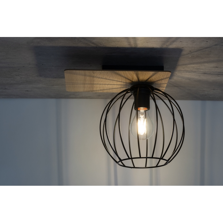 Припотолочная люстра CYBER 1xE27/60W/230V дерево/черная