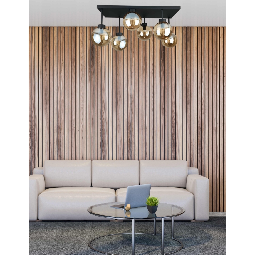 Припотолочная люстра DEA 6xE14/60W/230V черный/дымчатый бежевый