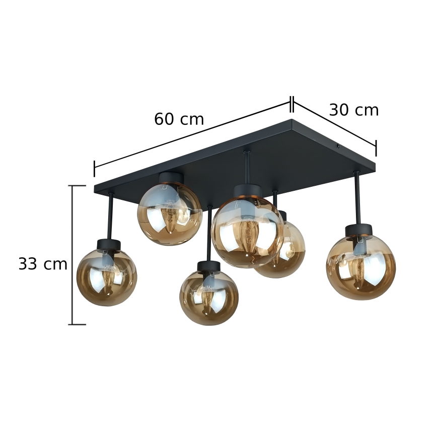 Припотолочная люстра DEA 6xE14/60W/230V черный/дымчатый бежевый