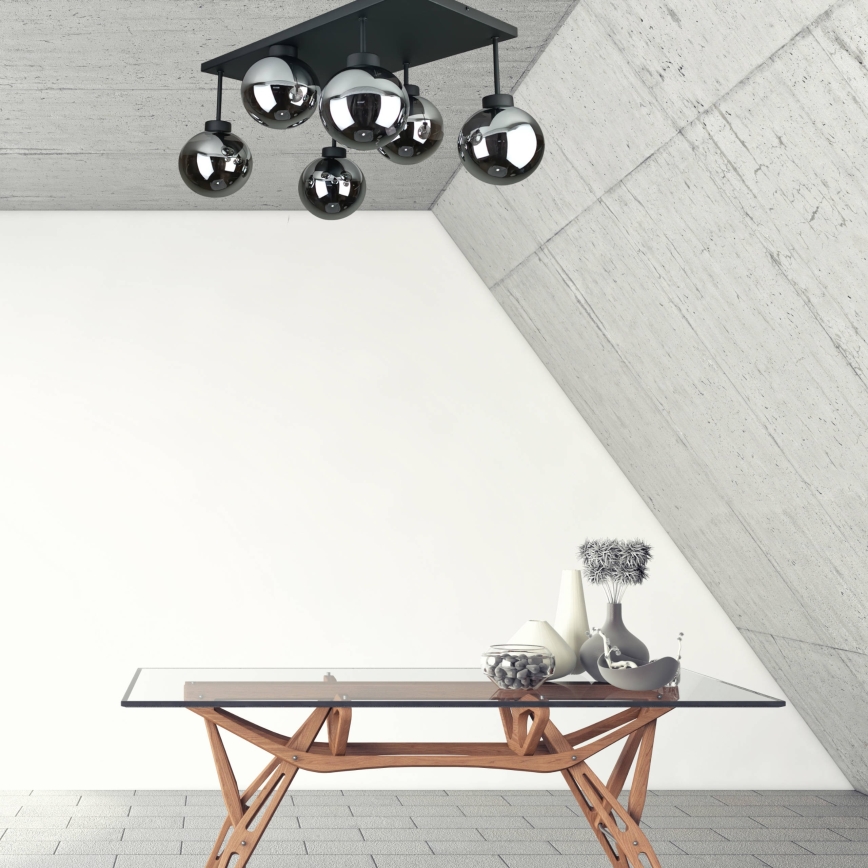 Припотолочная люстра DEA 6xE14/60W/230V черный/дымчатый черный