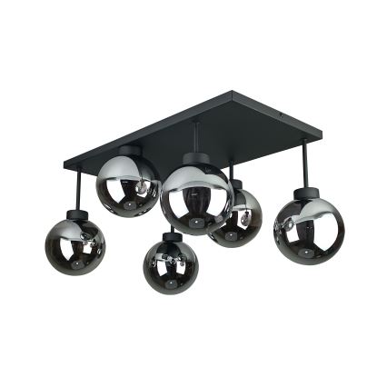 Припотолочная люстра DEA 6xE14/60W/230V черный/дымчатый черный