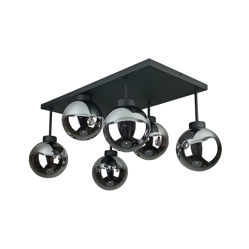 Припотолочная люстра DEA 6xE14/60W/230V черный/дымчатый черный