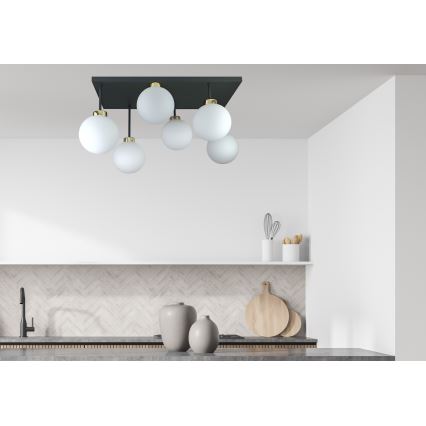 Припотолочная люстра DEA 6xE14/60W/230V черный/золотистый/белый