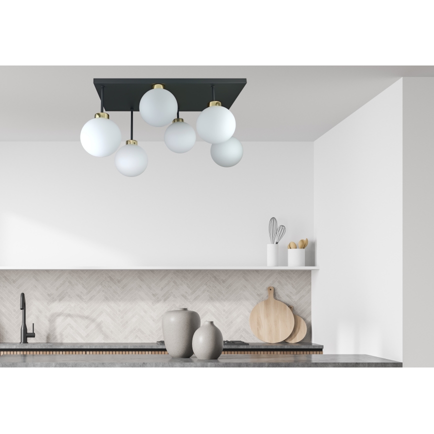 Припотолочная люстра DEA 6xE14/60W/230V черный/золотистый/белый