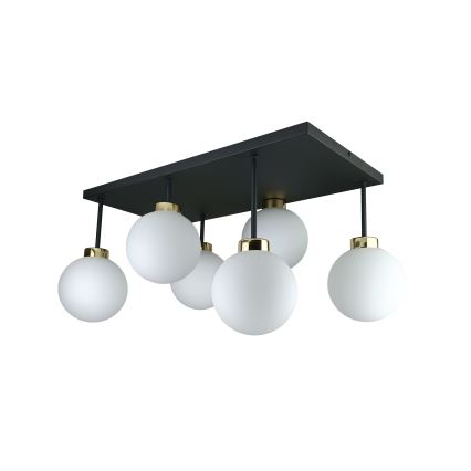 Припотолочная люстра DEA 6xE14/60W/230V черный/золотистый/белый