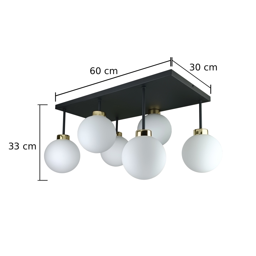 Припотолочная люстра DEA 6xE14/60W/230V черный/золотистый/белый