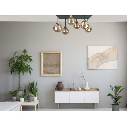 Припотолочная люстра DEA 6xE14/60W/230V черный/золотистый/дымчатый бежевый