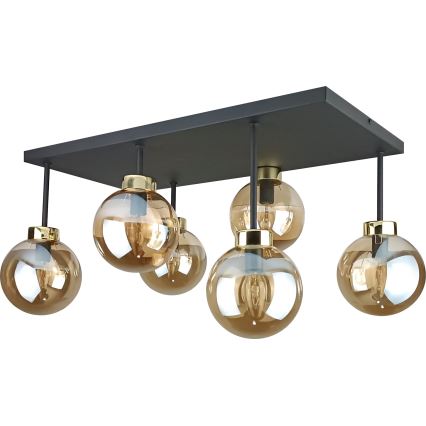 Припотолочная люстра DEA 6xE14/60W/230V черный/золотистый/дымчатый бежевый