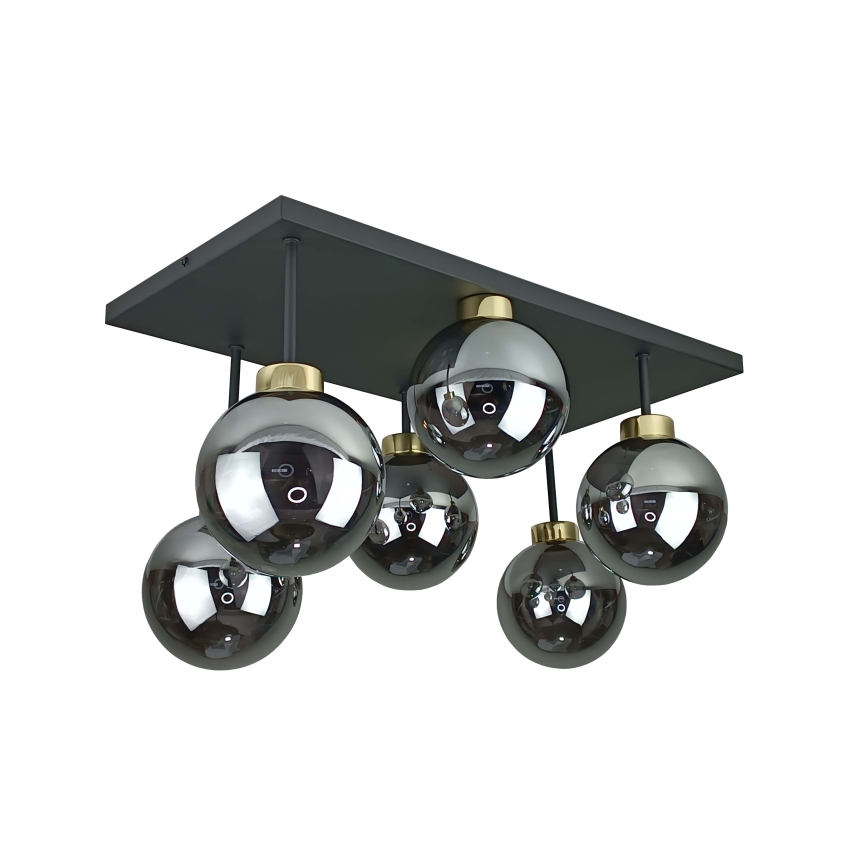 Припотолочная люстра DEA 6xE14/60W/230V черный/золотистый/дымчатый черный