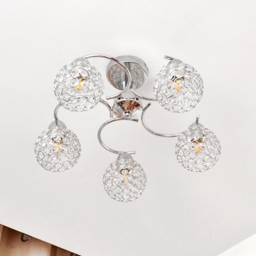 Припотолочная люстра DORIS 5xE27/15W/230V блестящий хром/прозрачный