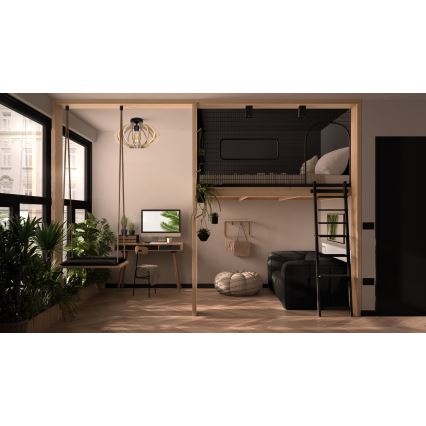 Припотолочная люстра EARTH 1xE27/60W/230V черная/бежевая