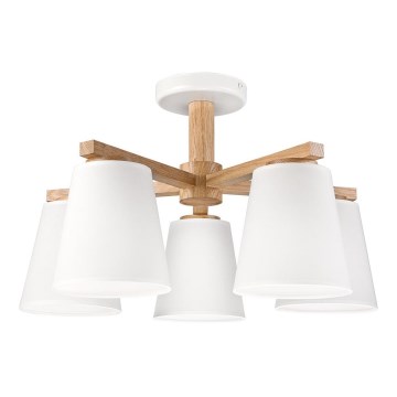 Припотолочная люстра ELLIE 5xE27/15W/230V белый/дуб