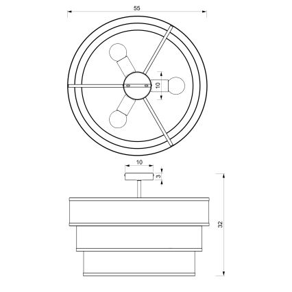 Припотолочная люстра GLUM 3xE27/60W/230V черная