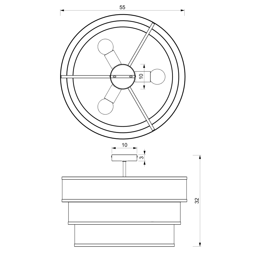 Припотолочная люстра GLUM 3xE27/60W/230V черная