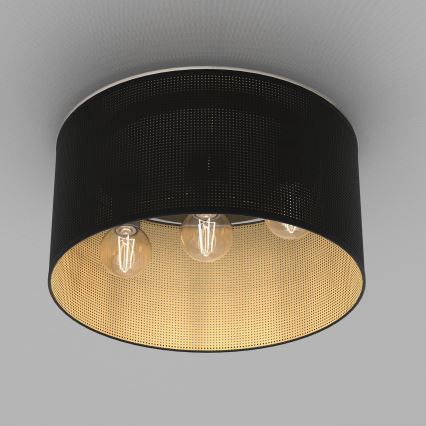 Припотолочная люстра LOFT SHADE 3xE27/60W/230V черная/золотая