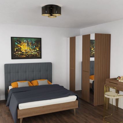 Припотолочная люстра LOFT SHADE 3xE27/60W/230V черная/золотая