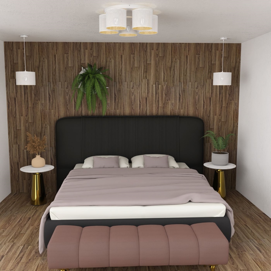 Припотолочная люстра LOFT SHADE 5xE27/60W/230V белая/золотая