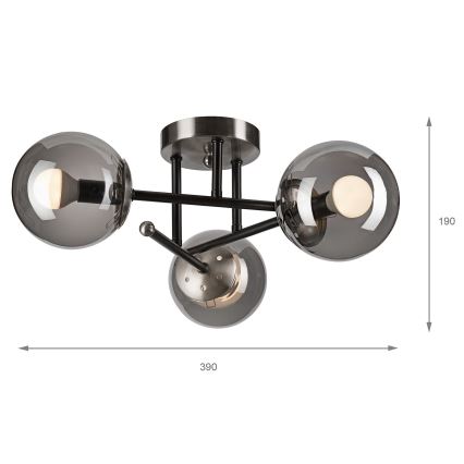 Припотолочная люстра MALENA 3xE14/5W/230V черный/дымчатый