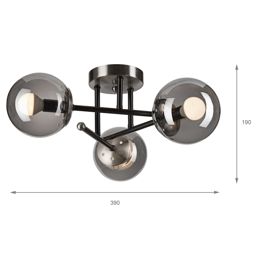 Припотолочная люстра MALENA 3xE14/5W/230V черный/дымчатый