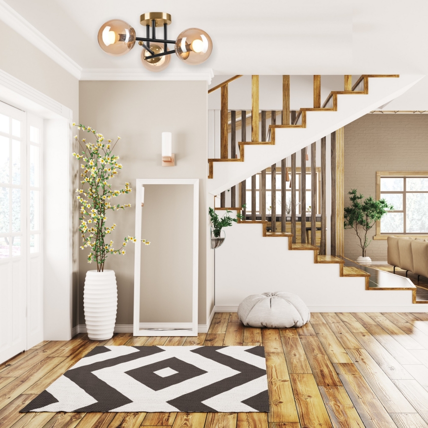 Припотолочная люстра MALENA 3xE14/5W/230V золотистый/черный/дымчатый бежевый