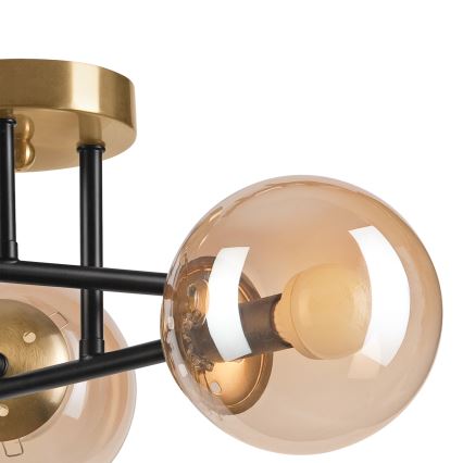 Припотолочная люстра MALENA 3xE14/5W/230V золотистый/черный/дымчатый бежевый