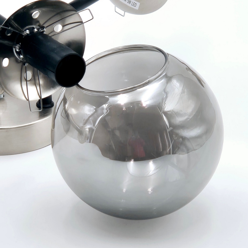 Припотолочная люстра MALENA 6xE14/5W/230V матовый хром/дымчатый