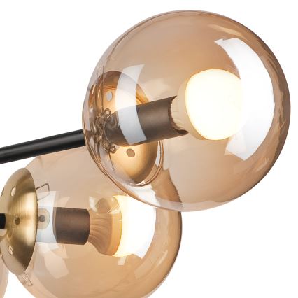 Припотолочная люстра MALENA 6xE14/5W/230V золотистый/черный/дымчатый бежевый