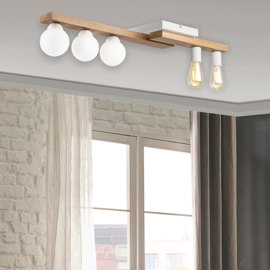 Припотолочная люстра MATTE 2xE27/15W/230V + 3xG9/5W/230V белый/дуб