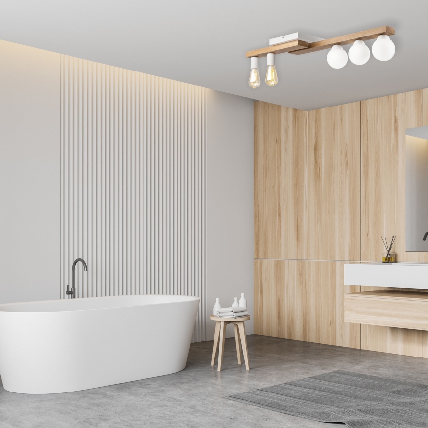 Припотолочная люстра MATTE 2xE27/15W/230V + 3xG9/5W/230V белый/дуб