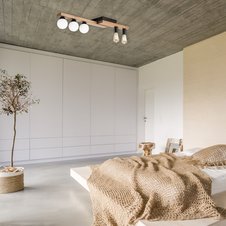 Припотолочная люстра MATTE 2xE27/15W/230V + 3xG9/5W/230V черный/дуб